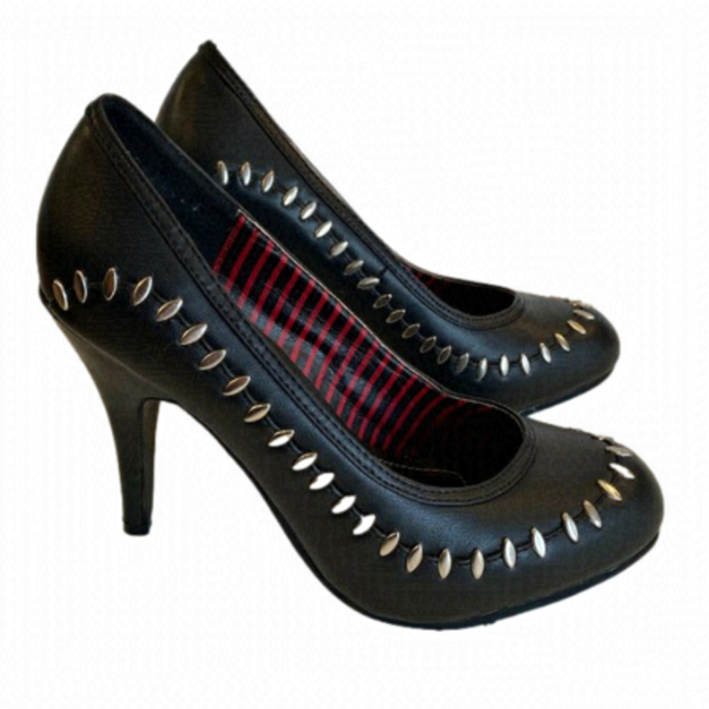 T.u.k. Black Metal Stitch Studded Gothic Rock Sky High 4" Heels
